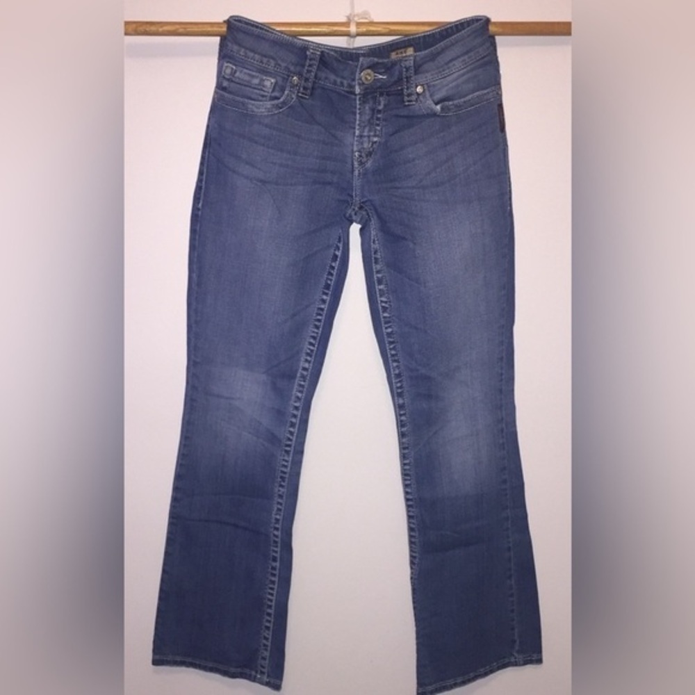 Silver Jeans Women's W29 L31 Aiko Bootcut Distressed Denim Blue‎ Jean #401
